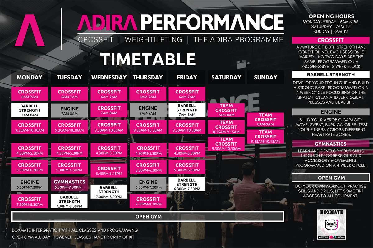 Timetable | Adira Performance